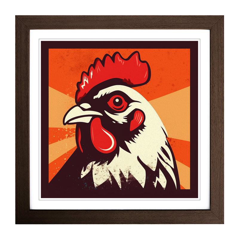 Chicken Retro - Framed Print, Walnut