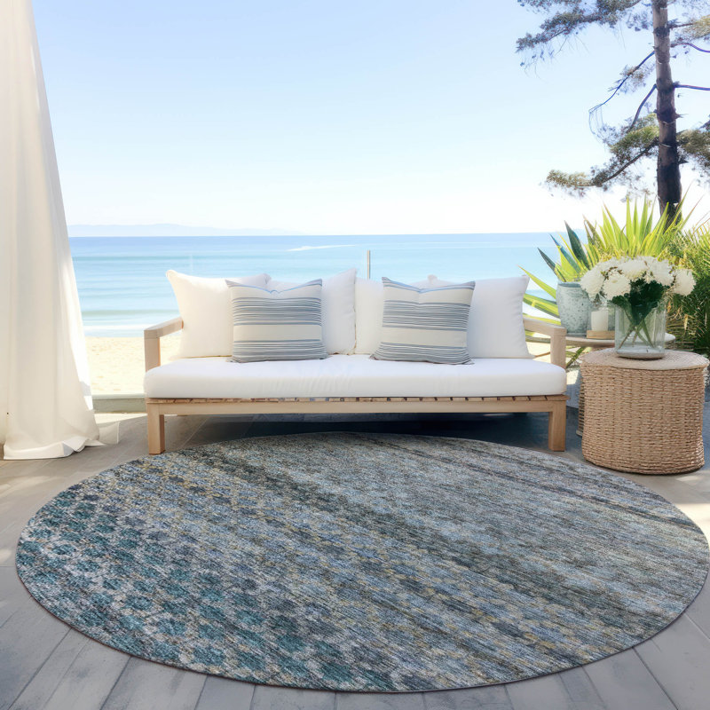 Tapis d'intérieur / extérieur bleu Maelis , 8 pi x 8 pi
