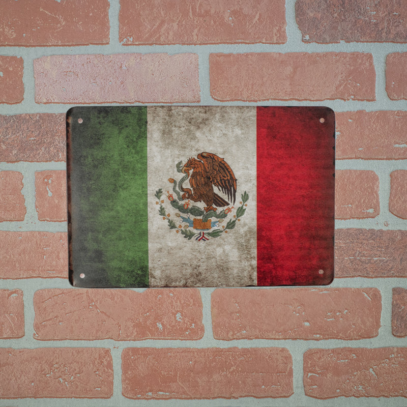 Rustic Tin Mexico Country Flag 8x12 Sign Mexican Man Cave Plaque Home Wall Decor