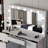 Boahaus Freya Large Vanity Makeup Desk with Wide Mirror, Build-In Lights, 7 Drawers and Power Outlet-96914158