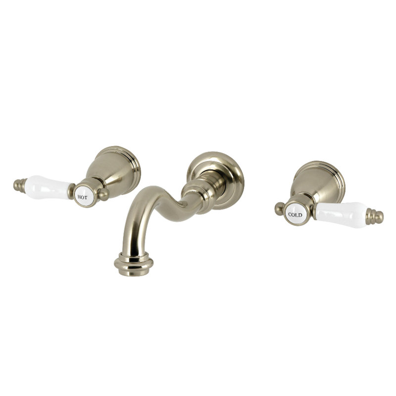 Kingston Brass Bel-Air Two-Handle 3-Hole Wall Mount Tub Faucet, Brushed Nickel