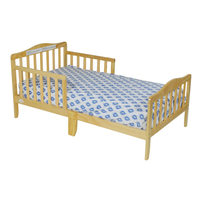  Wood Toddler Bed with Safety Rail, Natural