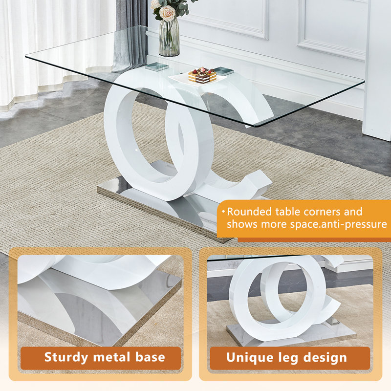 Ensembles de table de salle à manger en verre, 7, Gris/argent