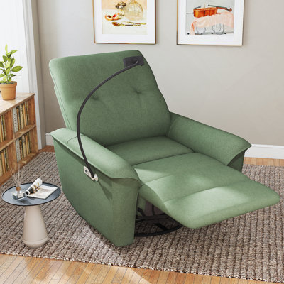 270° Power Swivel Rocker Recliner Chair W/ Phone Holder, Electric Glider Reclining Sofa With USB Ports, Power Swivel Glider, Rocking Chair Nursery Recliners For Living Room Bedroom(Dark Green)