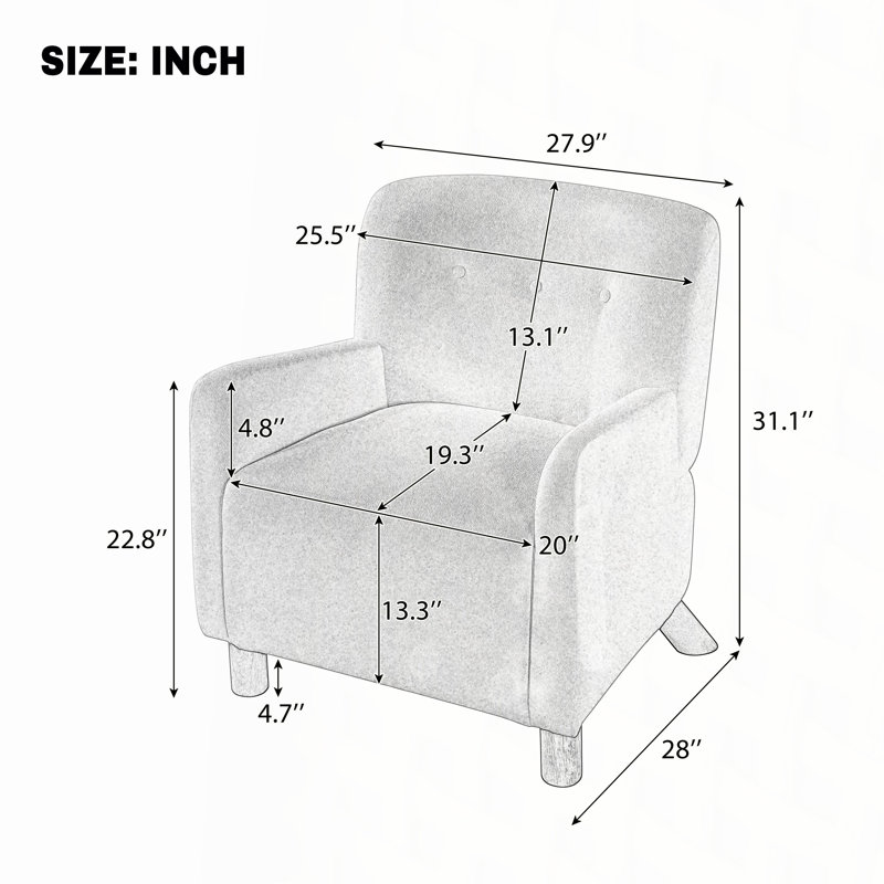 Fauteuil d'appoint moderne capitonné avec pieds en bois d'hévéa, Lin vert