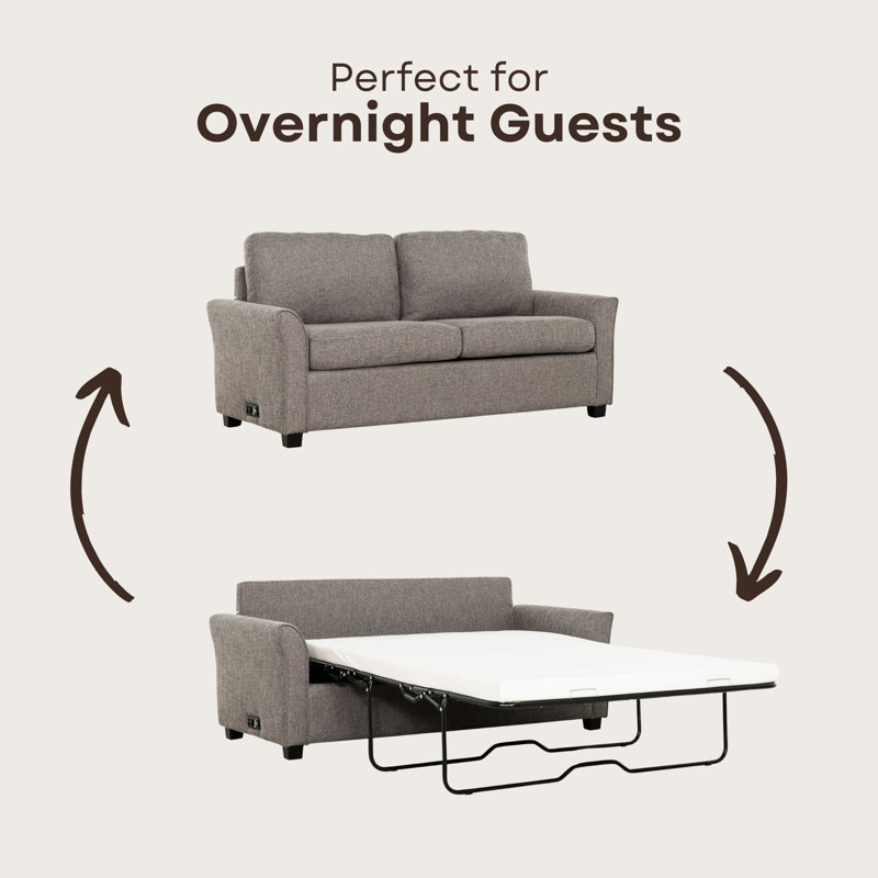 Honor 73 in. Full Pull Out Sleeper Sofa Bed with USBs/Outlets
