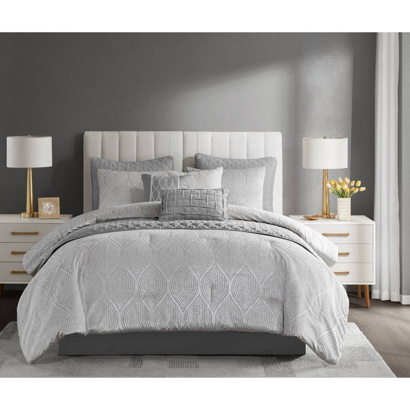 Ensemble d'édredon 10 pièces en jacquard pour grand lit, Courtepointe grand et 9 pièces supplémentaires