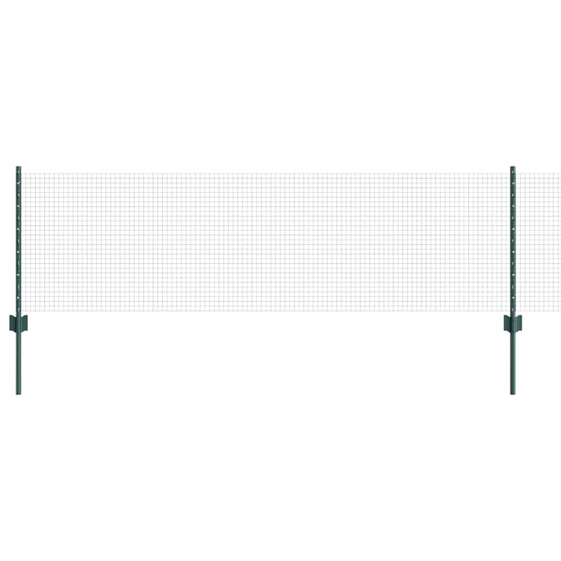 Vidaxl Fence With Posts Steel, Green, 60cm H x 1000cm W x 2.7cm D
