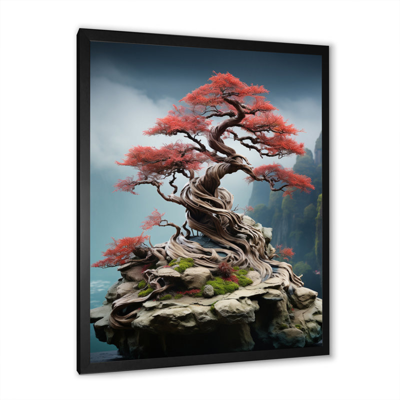Art asiatique, sagesse bonsaï VI, Toile encadrée noire simple, H 20 po x l 12 po x P 1 po
