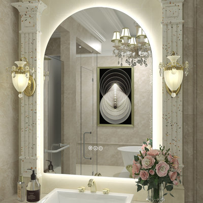 Miroir de salle de bain/coiffeuse Aevar en verre trempé anti-buée à  DEL certifié UL, avec garantie de 3 ans