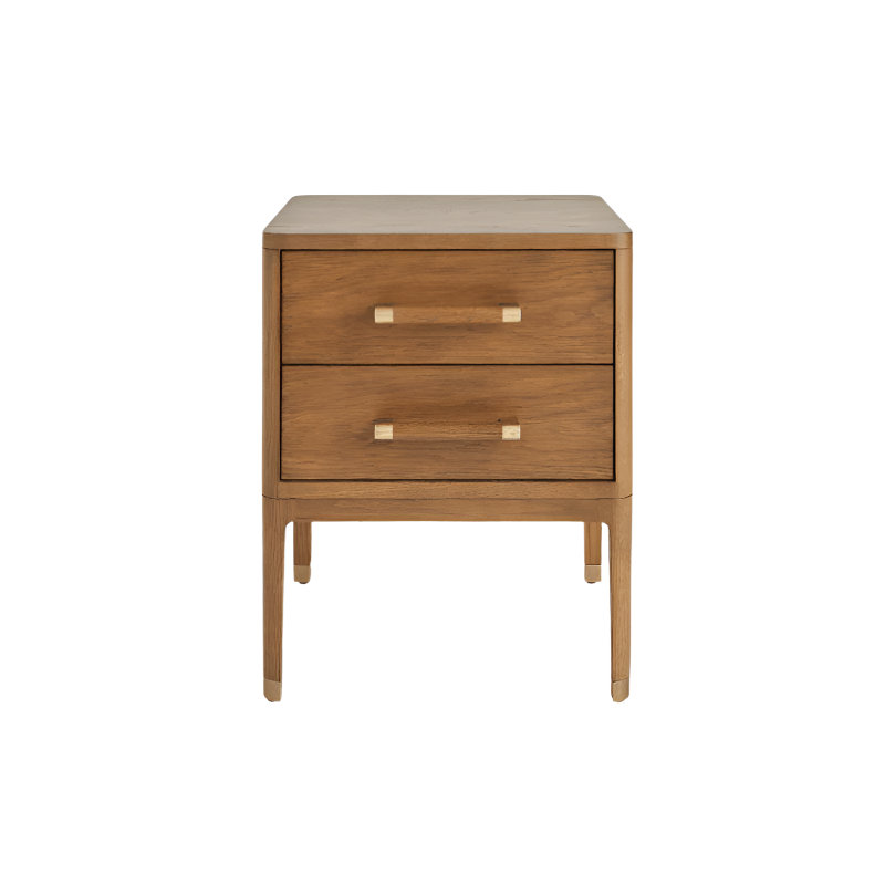 Table de chevet en bois massif et laiton