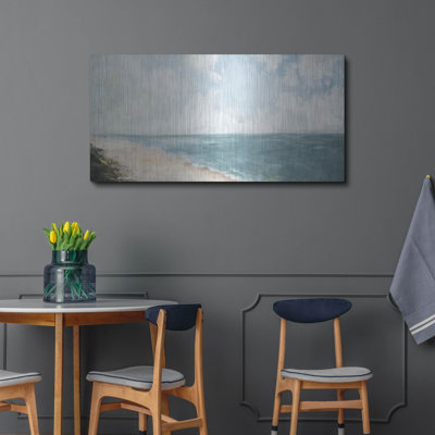 Luxe Metal Art 'Beach View' by Marian Parsons Metal Wall Art, 48" x 24"