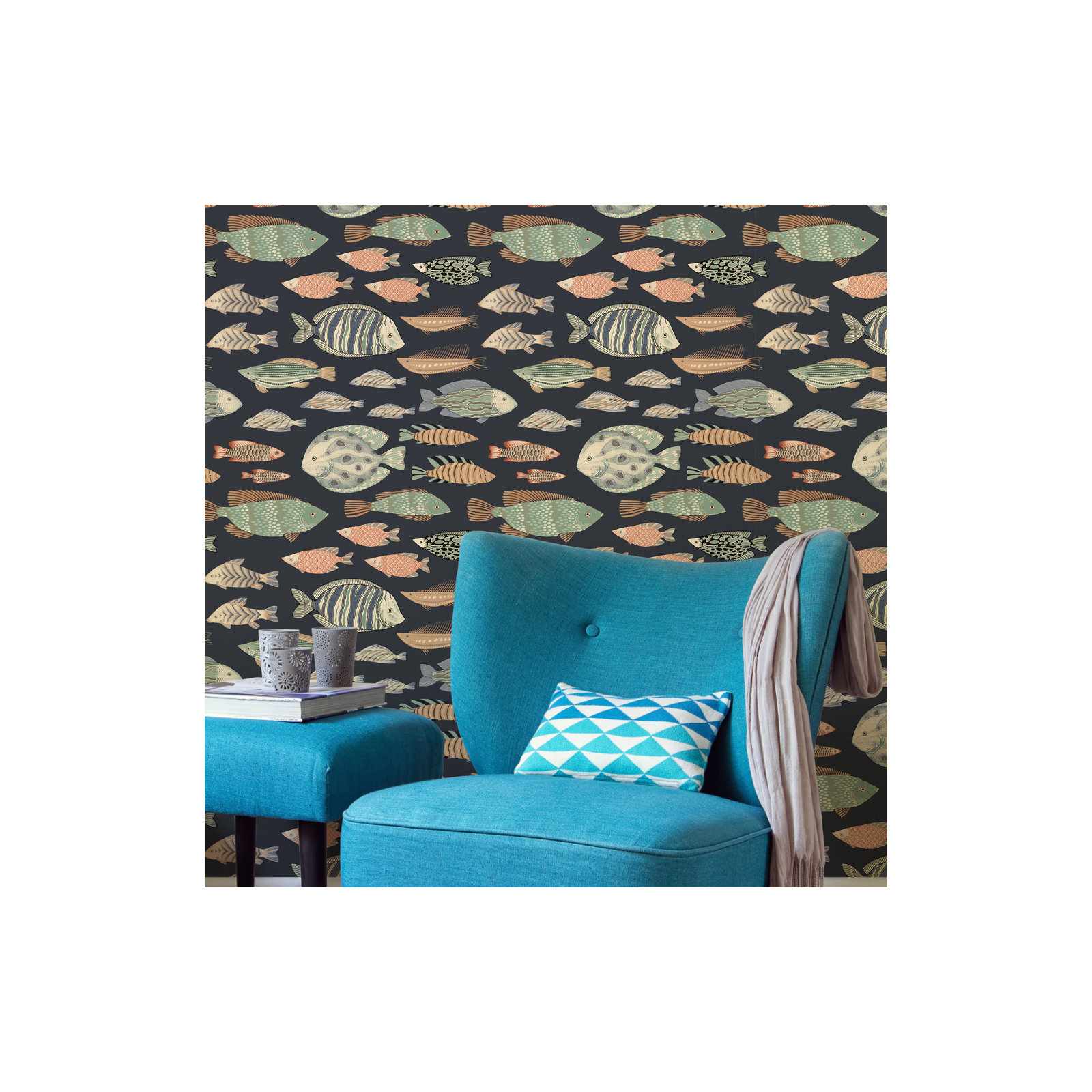 Marine Fish Peel And Stick Wallpaper, Nightfall