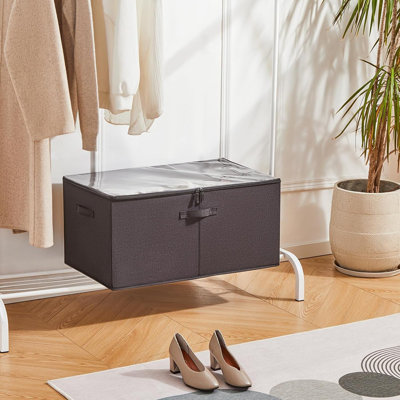 Range-chaussures pliable - Armoire de rangement pour chaussures peu encombrante avec couvercle transparent et poignées renforcées, peut contenir 20 paires - Noir