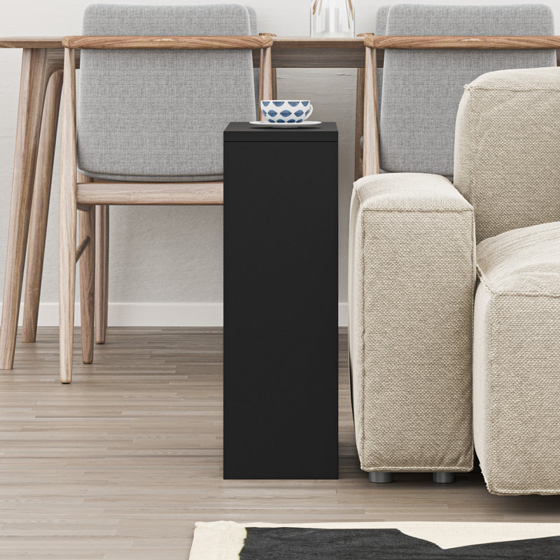 Beeler Modern Slim Compact Side Table, Black