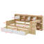 Lit de jour en L Timber avec sept compartiments de rangement et deux tiroirs, lit polyvalent avec table d'étude intégrée-115735635-115735637
