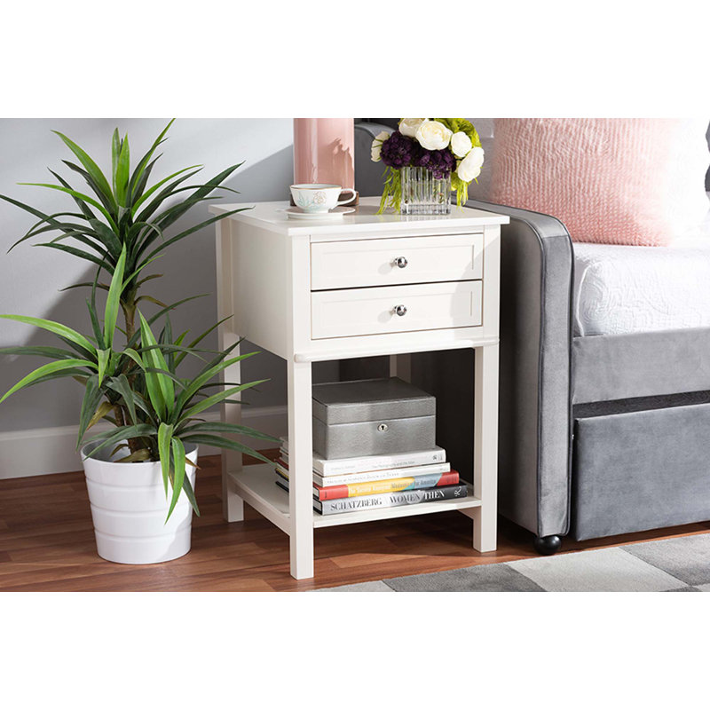 Table de chevet 2 tiroirs Ashfield, Blanc