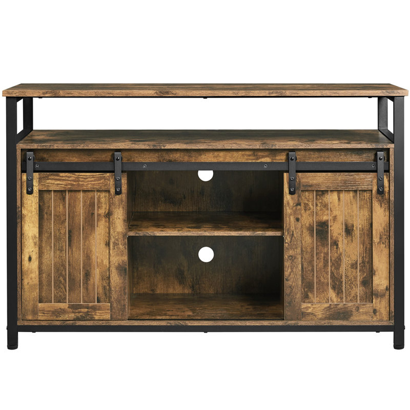 Industrial TV Stand Media with Sliding Barn Doors for 55 Inch TV