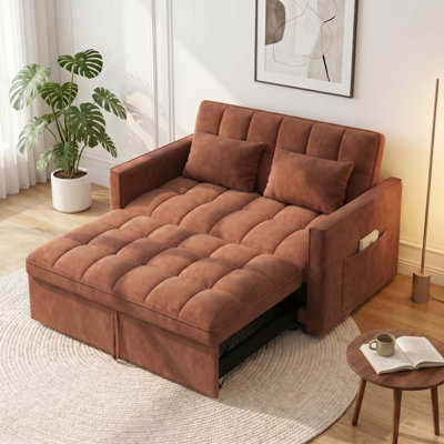51.1" Corduroy Convertible Sleeper Sofa