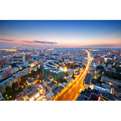 Bryna Night Skyline Of Moscow by Ser-alim - Wrapped Canvas Print