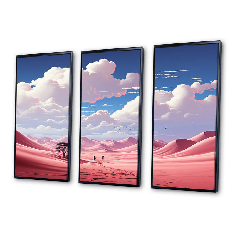 «Desert Twilight Traverse», art mural paysages spatiaux, Cadre flottant noir, H 28 po x l 36 po x P 1 po