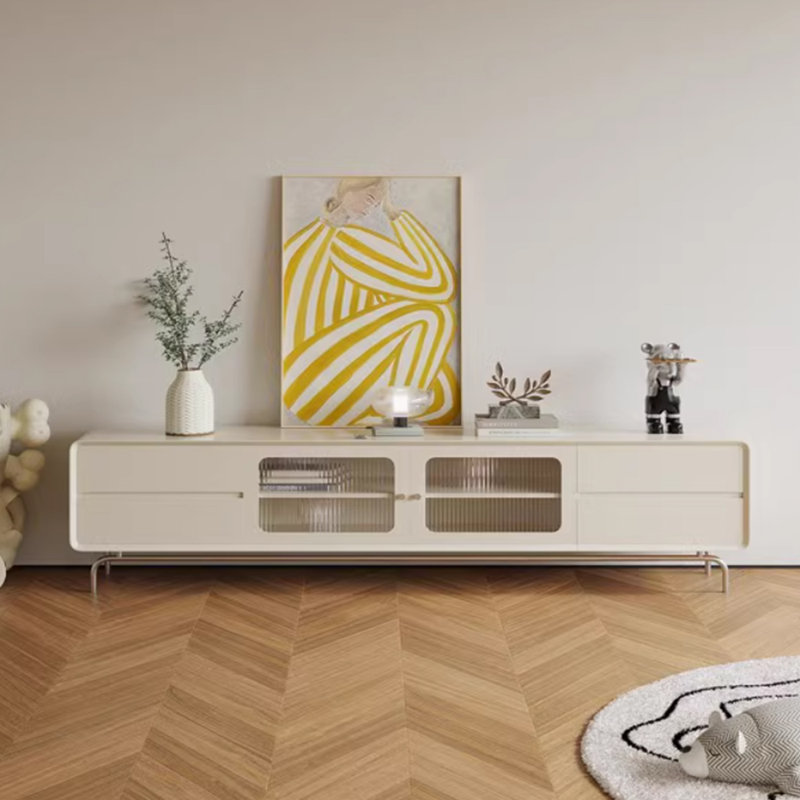 Meuble télé moderne au sens simple, Blanc, 78.74"