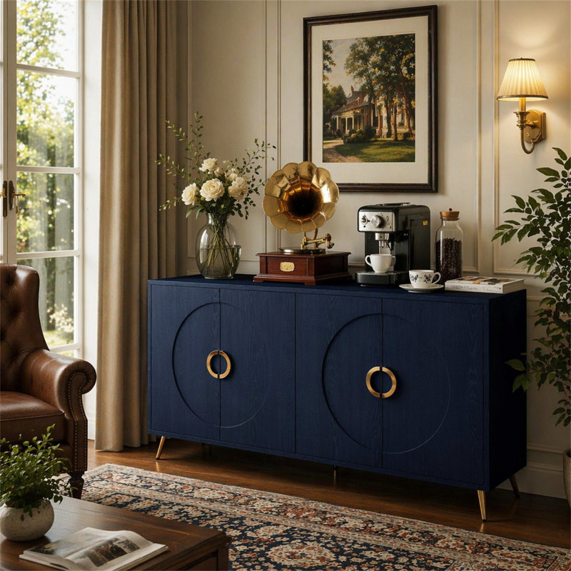 Armoire de rangement Buffet Modern, H 31 po x l 59,84 po x P 15,74 po, Marine