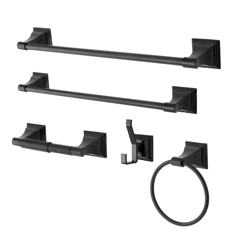 Kingston Brass Monarch 5-Piece Bathroom Hardware Set, Matte Black