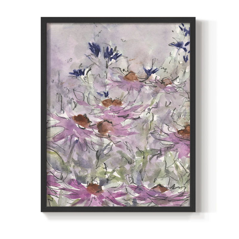 Reproduction encadrée de Floral Entertainment II - bois massif, Noir, H 28 po x l 22 po
