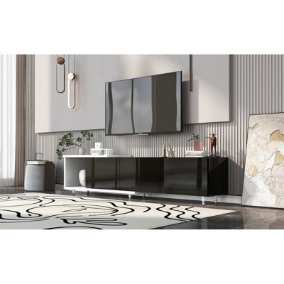 Console de télévision moderne et élégante, 70,1 po - 100 po réglable, support noir et blanc pour écrans de 80 pouces et plus, extensible,
