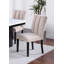Upholstered Soft Fabric 2Pc Dining Chairs Channel Tufting Neutral Tone Side Chair Black Wooden Legs Dining Room