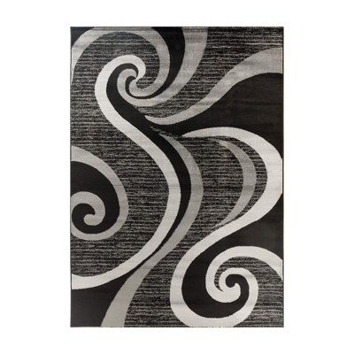 GloryRugsBlackSwirlsAreaRug,ModernCarpet forBedroom,LivingRoom-SevillaCollection4817A