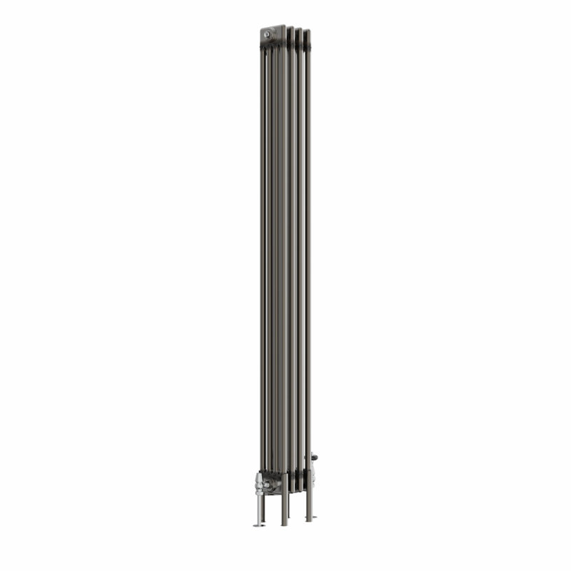 Dubose Vertical Traditional 4 Column Radiator Raw Metal, 180cm H x 20cm W x 14cm D