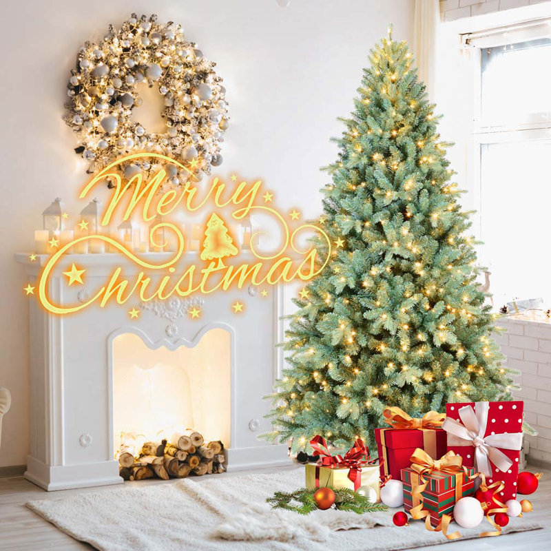 Arbre de Noël 5 pi avec 250 lumières DEL blanc chaud, Oui, H 5 pi