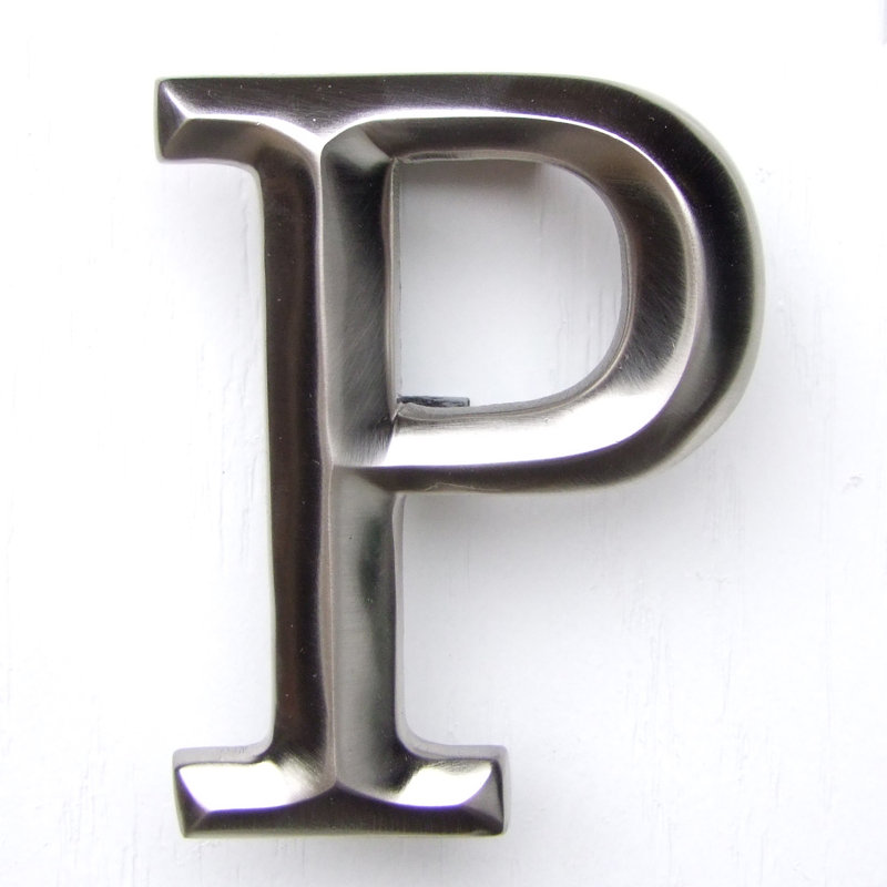 Heurtoir de porte lettre monogramme, Nickel, P