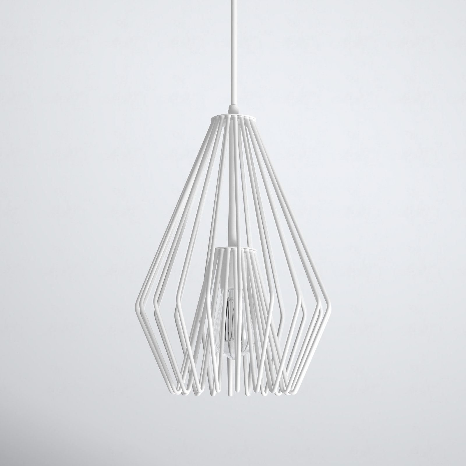 Frankie Single Light Metal Dimmable Pendant, White, 15.75" H x 9.25" W x 9.25" D