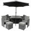 Awaiz 10 - Person Patio Dining Set Umbrella Hole Included Rectangular Table with Cushions Included