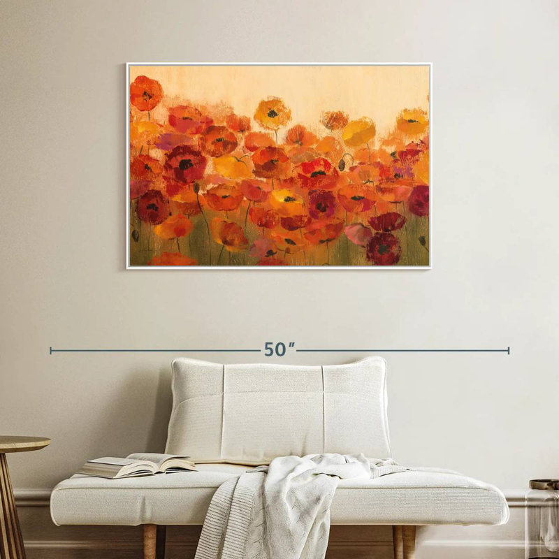 Coquelicots vibrants d'été, Cadre flottant blanc, 40 po x 27 po