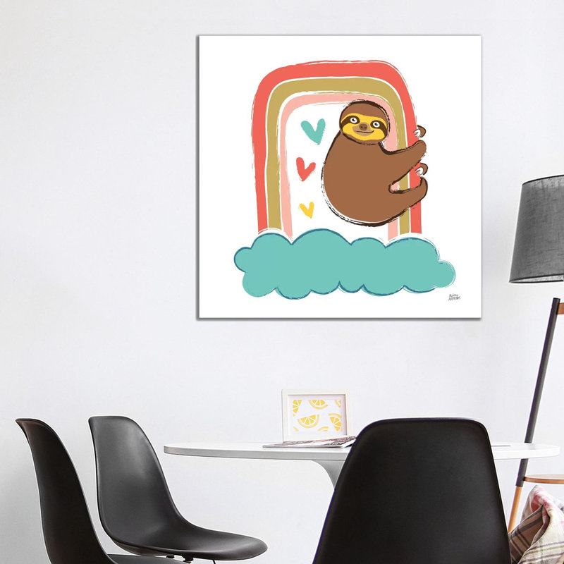 Colorful Sloth I by Melissa Averinos - Wrapped Canvas Painting, 30.48 cm H x 30.48 cm W
