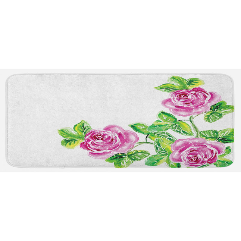 Tapis de cuisine à fleur aquarelle