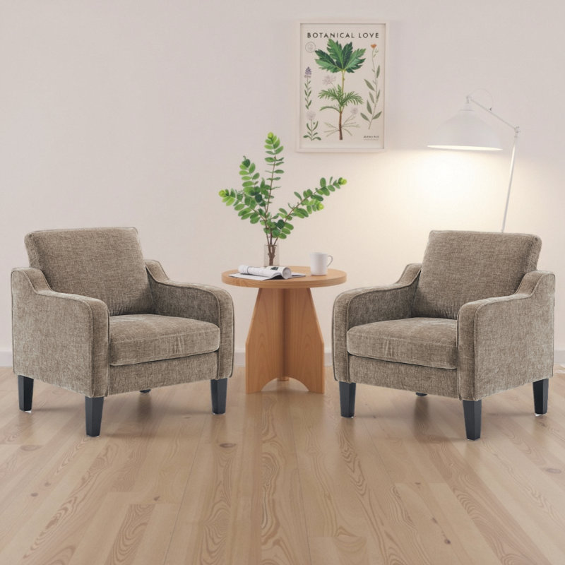 Fauteuil de 29,9 po de largeur Amaryia, Mélange de lin taupe