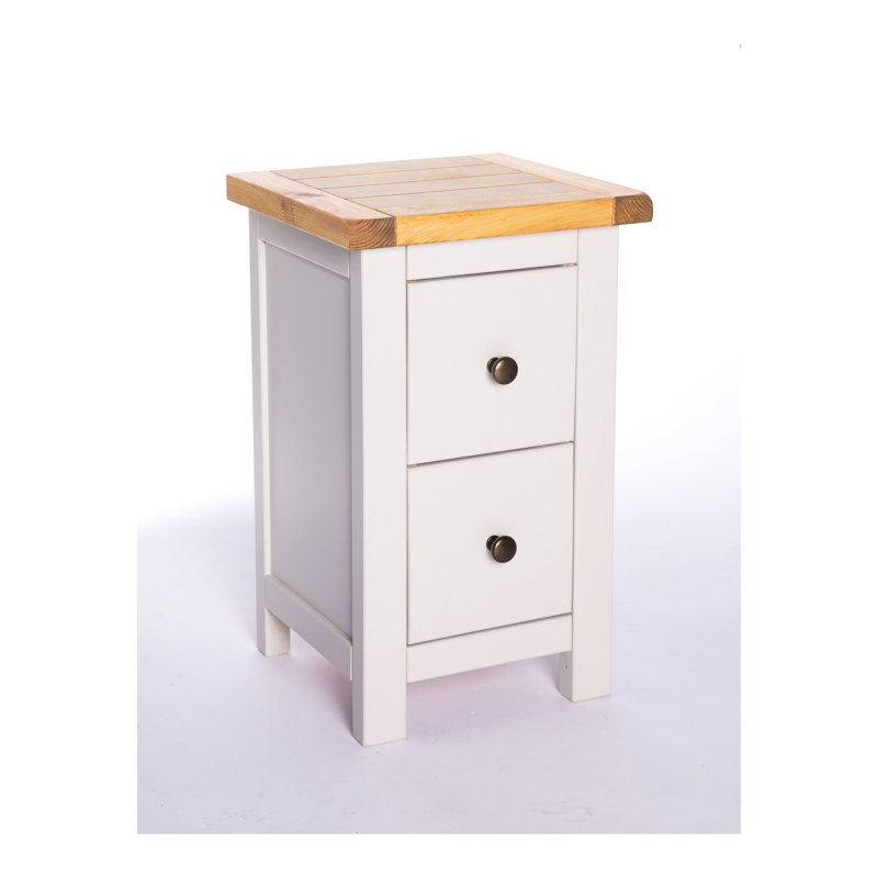 Aubusson 35cm W Bedside Table, Light Grey, Antique Brass