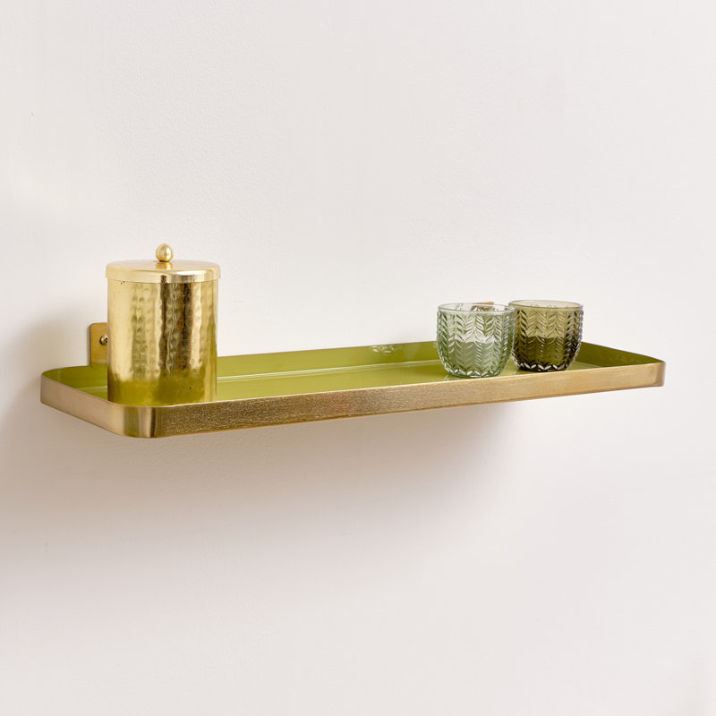Enamelled Metal Wall Shelf - 50Cm, Green