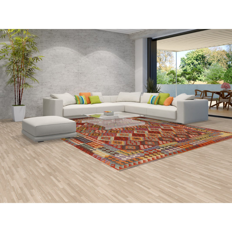 Wool Kilim Geometric Area Rug 10x13