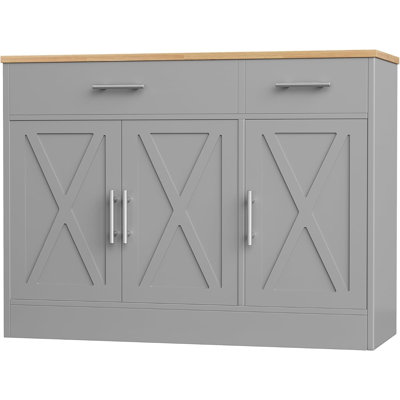 Modern Farmhouse Sideboard Buffet Cabinet With Storage With 3 Doors