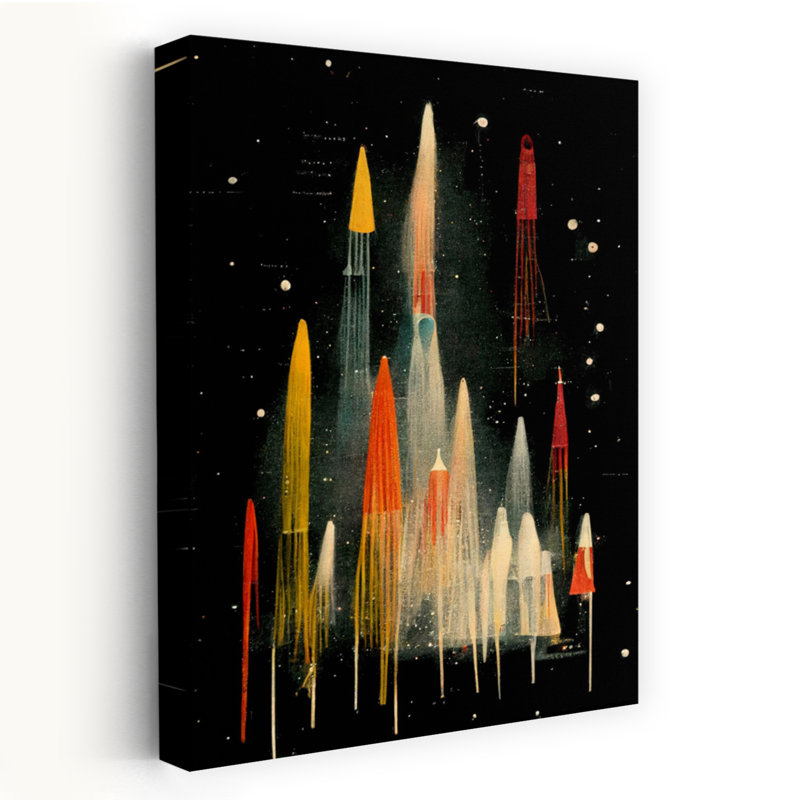 Rocket Symphony Abstract Modern Retro Landscape Nature Wall Art Print 1 Piece Wrapped Canvas Wall Art, 152.4cm H x 101.6cm W