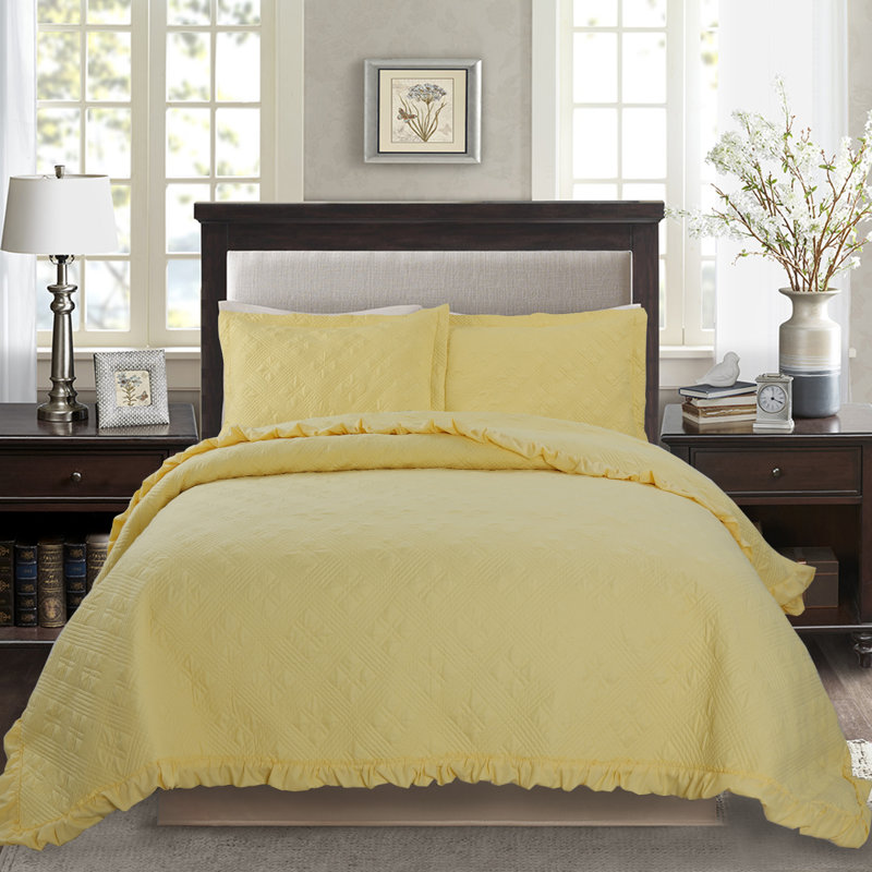 Modern & Contemporary Polyester Quilt, Single Quilt + 1 Standard Sham, Yellow