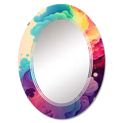 Raeli Multicolor Swirly Clouds V - Modern Spiral Wall Mirror