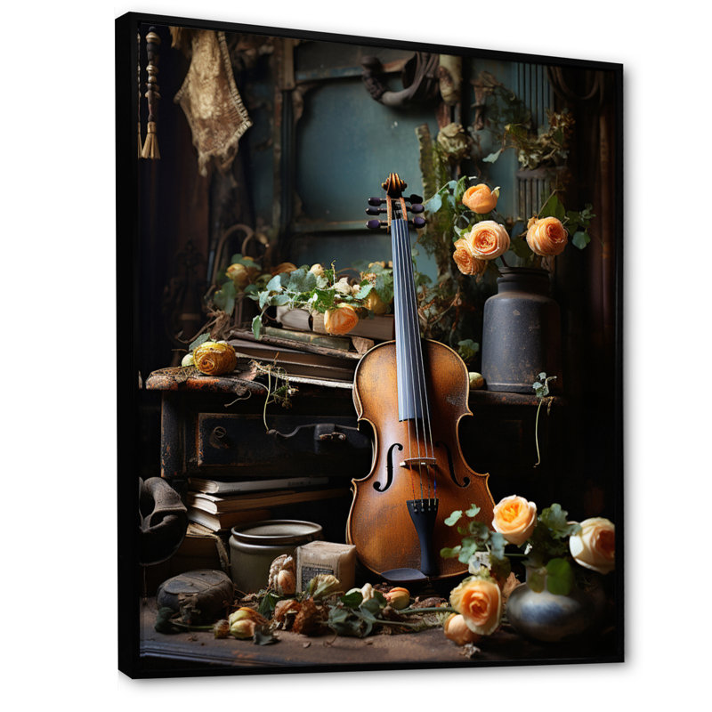 Xyleena Music Bluegrass Jam Earthy I, H 32 po x l 16 po x P 1 po, Cadre flottant noir