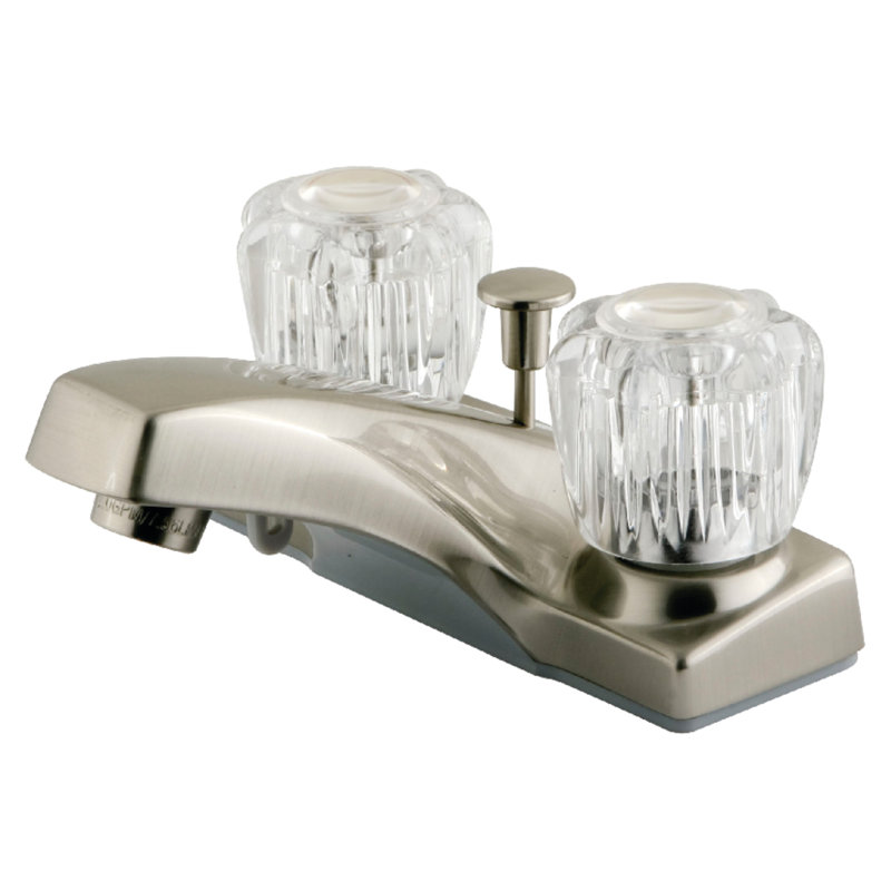 Elements of Design Centerset Bathroom Faucet, Polished Chrome, With Brass Pop Up Drain